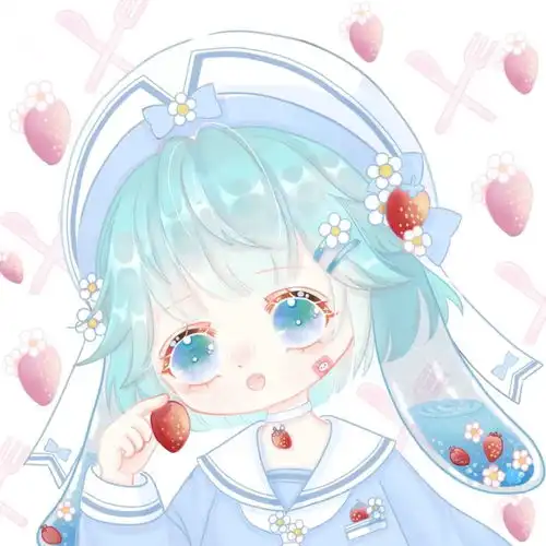 三人闺蜜头像手绘蓝色系女生闺蜜
