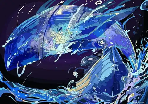 治愈系插画水蓝色海洋天堂