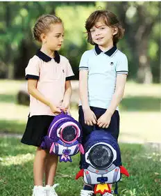 洋湖轩榭防走失包13岁男女童卡通背包3d火箭双肩包儿童幼儿园书包