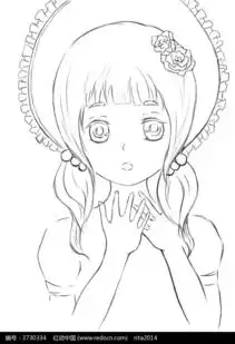 无辜的卡通美女线描图片免费下载编号3730334红动网