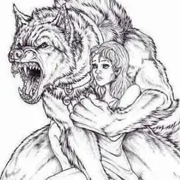 找一张图片一只狼护着一个女人就是这一张我要全图这个好像不全面