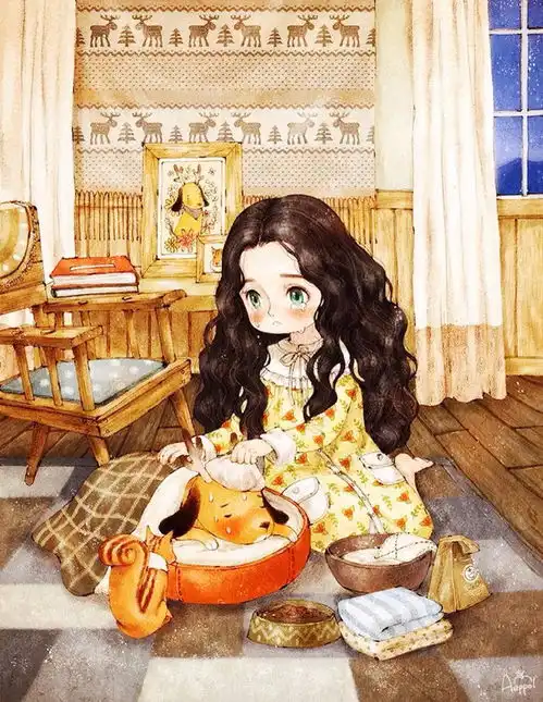 治愈系列森林女孩日记插画合集