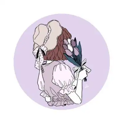 手绘背影捧花头像