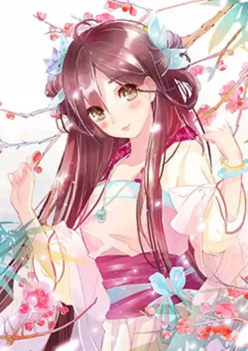 动漫在梅花树下手拿一朵梅花的照片