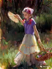 美国绘画青春洋溢的少女为欣赏的人美丽