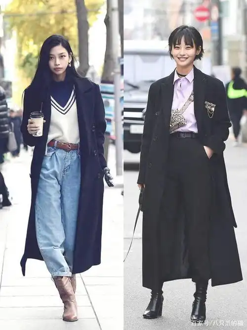 韩国街拍女孩真会打扮,就算穿最常见的大衣,也能和路人拉开差距