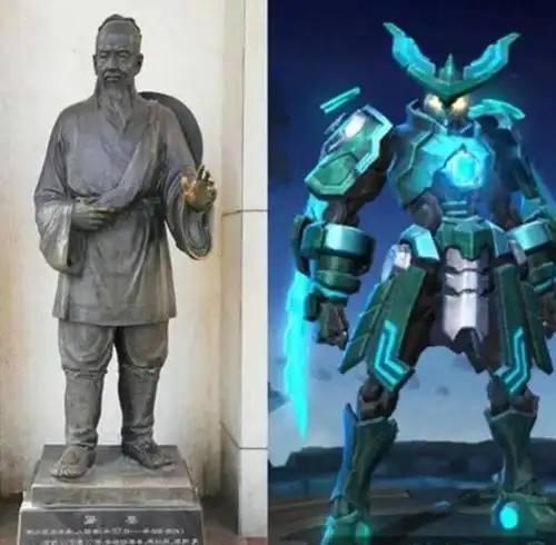 王者荣耀游戏英雄与历史原型对比,达摩变帅了,鲁班看了想打人