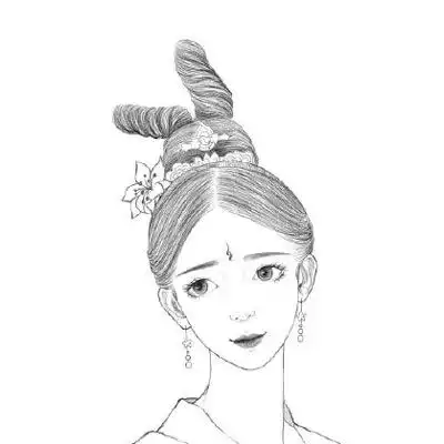 卡通简笔画古风女孩