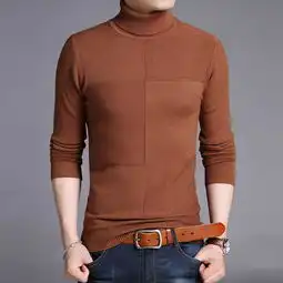 秋冬季新款简约时尚针织混羊毛衫男士