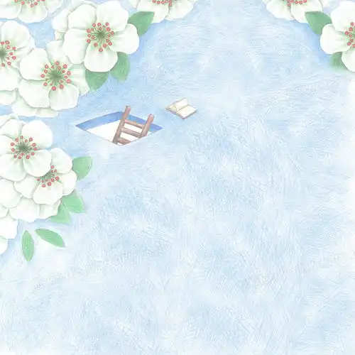 蓝色彩铅白色栀子花卡通主图背景图片素材免费下载栀子花背景800800像素熊猫办公