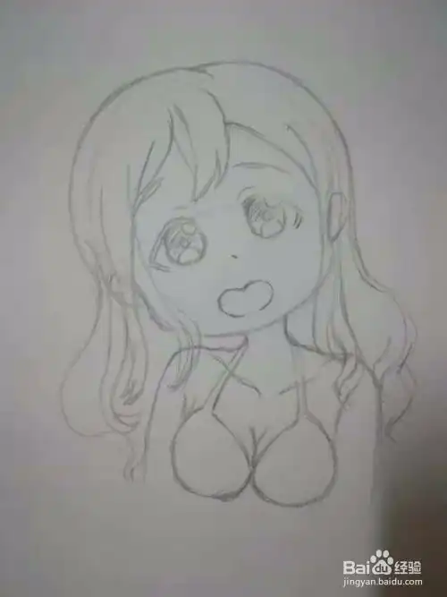 比基尼泳装少女q版漫画人物头像线稿教程