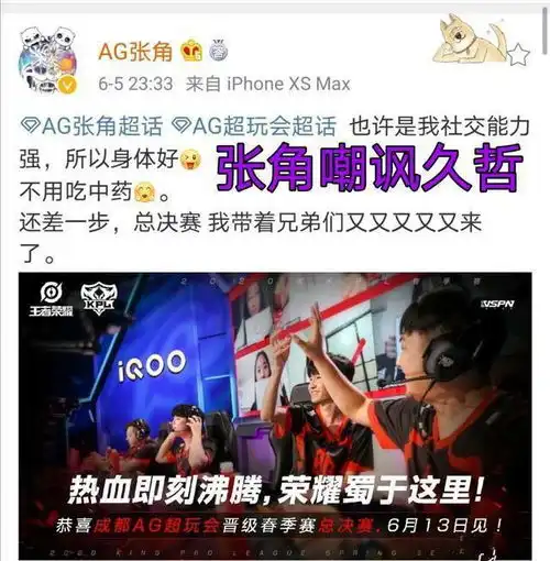 王者荣耀嘚瑟了ag胜出,张角内涵久哲几个意思