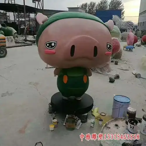 玻璃钢卡通猪仔雕塑永州卡通猪树脂雕塑生产厂家
