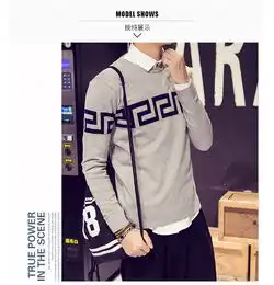 维杰斯2018春装新品男士毛衣男青年韩版修身套头圆领毛衣男士时尚休闲衫简约毛线衣