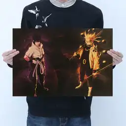 火影忍者海报漩涡鸣人佐助日本动漫海报宿舍复古牛皮纸装饰画,一品好特惠