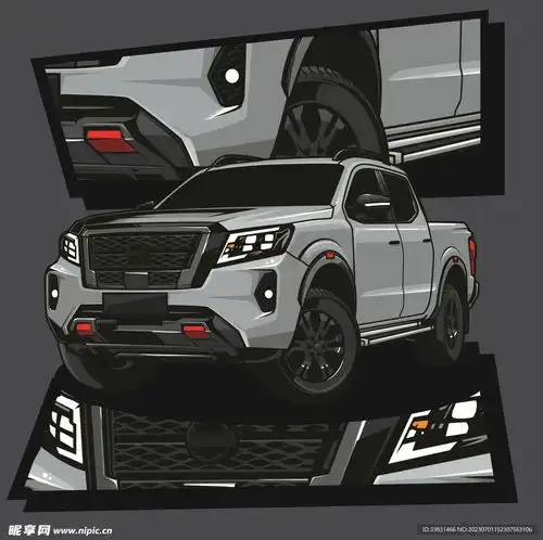 复古改装汽车赛车皮卡车潮流插画设计图