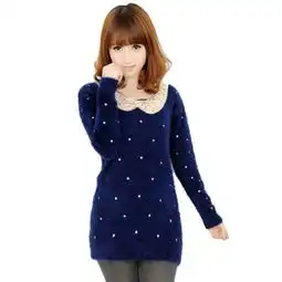 批发14秋冬新款针织衫马海毛韩版毛衣娃娃领打底女毛衣一件代发