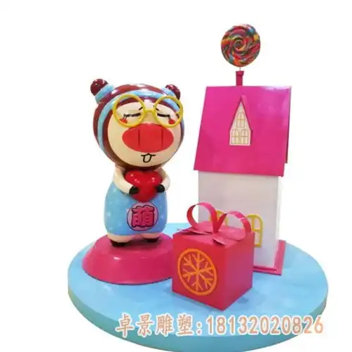 玻璃钢卡通猪年吉祥物雕塑贺州卡通猪树脂雕塑加工厂卓景雕塑
