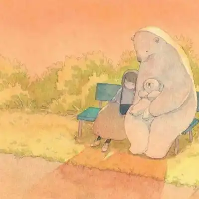 安奈治愈系插画女孩和北极熊卡通动漫头像我要个性网