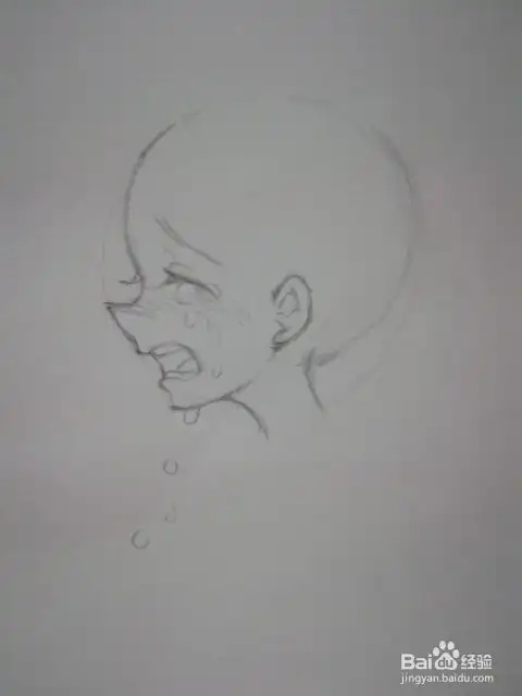 哭泣的侧面动漫人物线稿画法