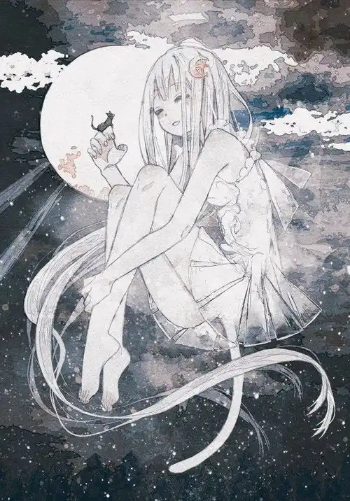 水彩插画猫与漫画少女治愈系插画太好看了还有组情头