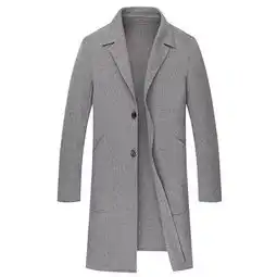 汤河之家秋冬新款男士纯色双面尼中长款毛呢大衣休闲羊毛风衣c图片大全邮乐官方网站