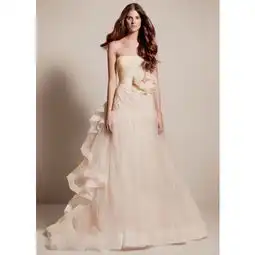 王薇薇verawang1000113000女款婚礼涤纶裹胸4棕色系香槟色抹胸荷叶边花朵装饰拉链小拖尾婚纱vw351199价格报价图片正品品牌