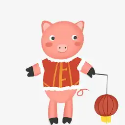 卡通手绘小猪提着灯笼插画图片素材其他格式下载动漫人物大全