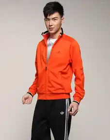 阿迪达斯adidas男款橙色时尚简约长袖外套08