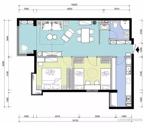 83平北欧极简二居装修效果案例高颜值蓝色系小户型首选装修实景图赏析土巴兔家居室内装修设计效果图