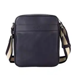 蔻驰男士蓝色皮质肩背斜挎包