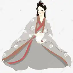手绘矢量卡通古风汉服古代少女素材图片免费下载千库网