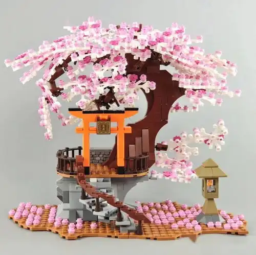 森宝积木601705601706樱花季系列武大的樱花你们去看了吗