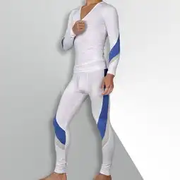 hb男士白蓝内衣保暖套装l21001