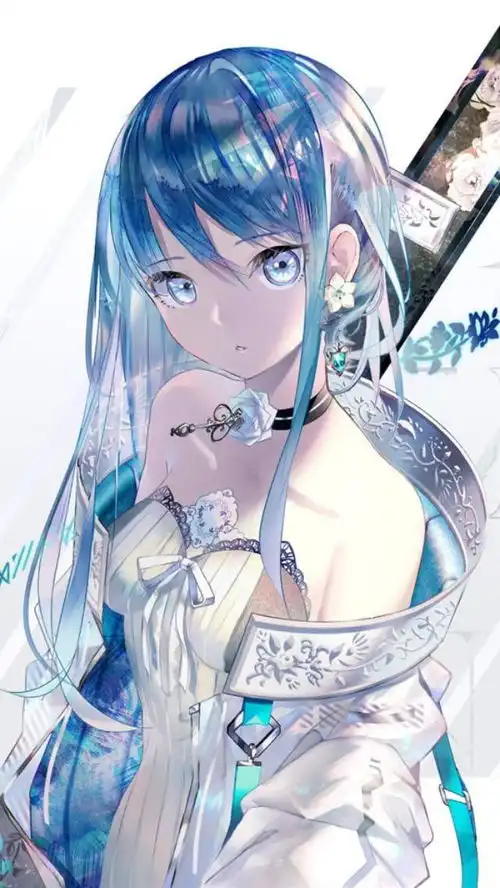 蓝色系少女插画,蓝色总是给人忧郁的感觉,有种清新又独特的美感