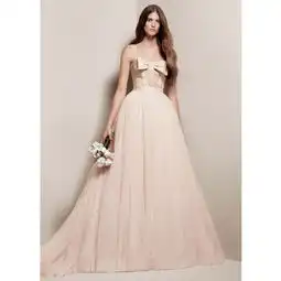 王薇薇verawang1000113000女款婚礼薄纱裹胸2棕色系香槟色薄纱抹胸蝴蝶结装饰大拖尾婚纱vw351213价格报价图片正品品牌