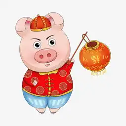 手绘卡通猪年2019年金猪点灯笼跨年狂欢图片素材其他格式下载动漫人物大全