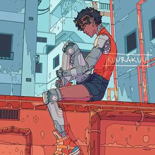 赛博朋克头像男插画