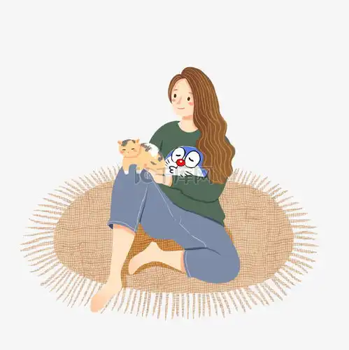 冬天宅在家撸猫少女素材图片免费下载千库网