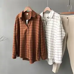 chic复古格子衬衫女ins慵懒风2019学生上衣宽松5597