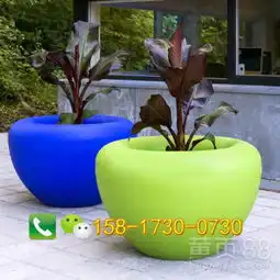 创意商场公园美陈花盆玻璃钢苹果造型花盆雕塑时尚简约花钵花箱定制-黄页88网