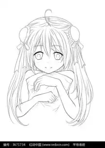 抱着枕头的女孩卡通手绘线稿图片免费下载编号3671734红动网