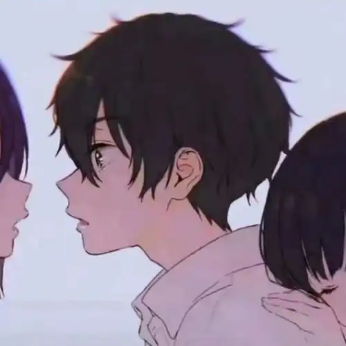 求两女一男的动漫情侣头像