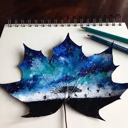 autumnartwork将落叶作为画布彩绘出另一片世界