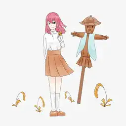 夏季秋分小女孩庄稼稻草人插画图片素材其他格式下载动漫人物大全