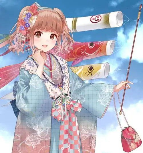 二次元和风美图身穿和服,姿形秀丽,容光照人的漂亮小仙女