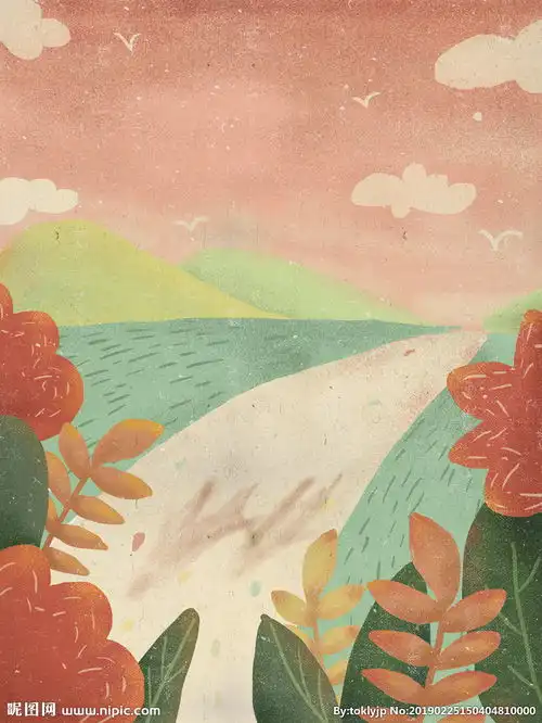 手绘田野插画图片