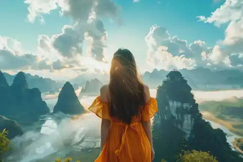 女生背影风景图片摄影图摄影图