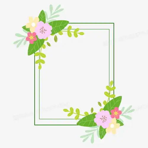 绿色粉色清新简约春天早春春季植物花朵边框png图片素材免费下载psd格式20002000像素熊猫办公