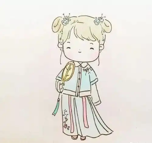 卡通古装人物女简笔画